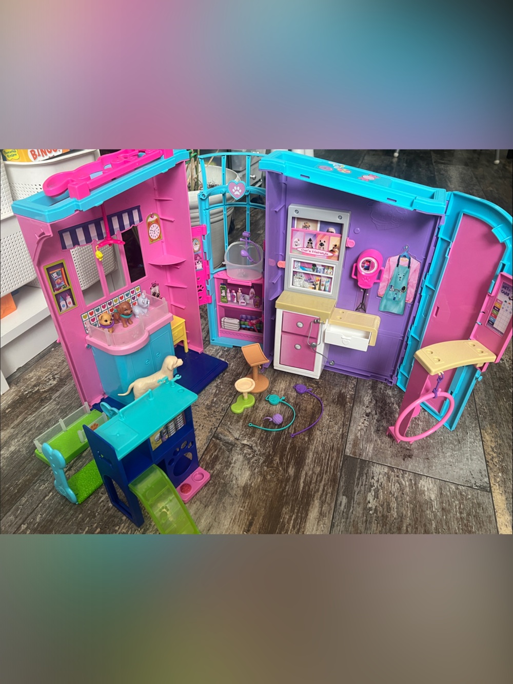 Barbie Veterinary Clinic Fold-Out Playset with Pet Accessories